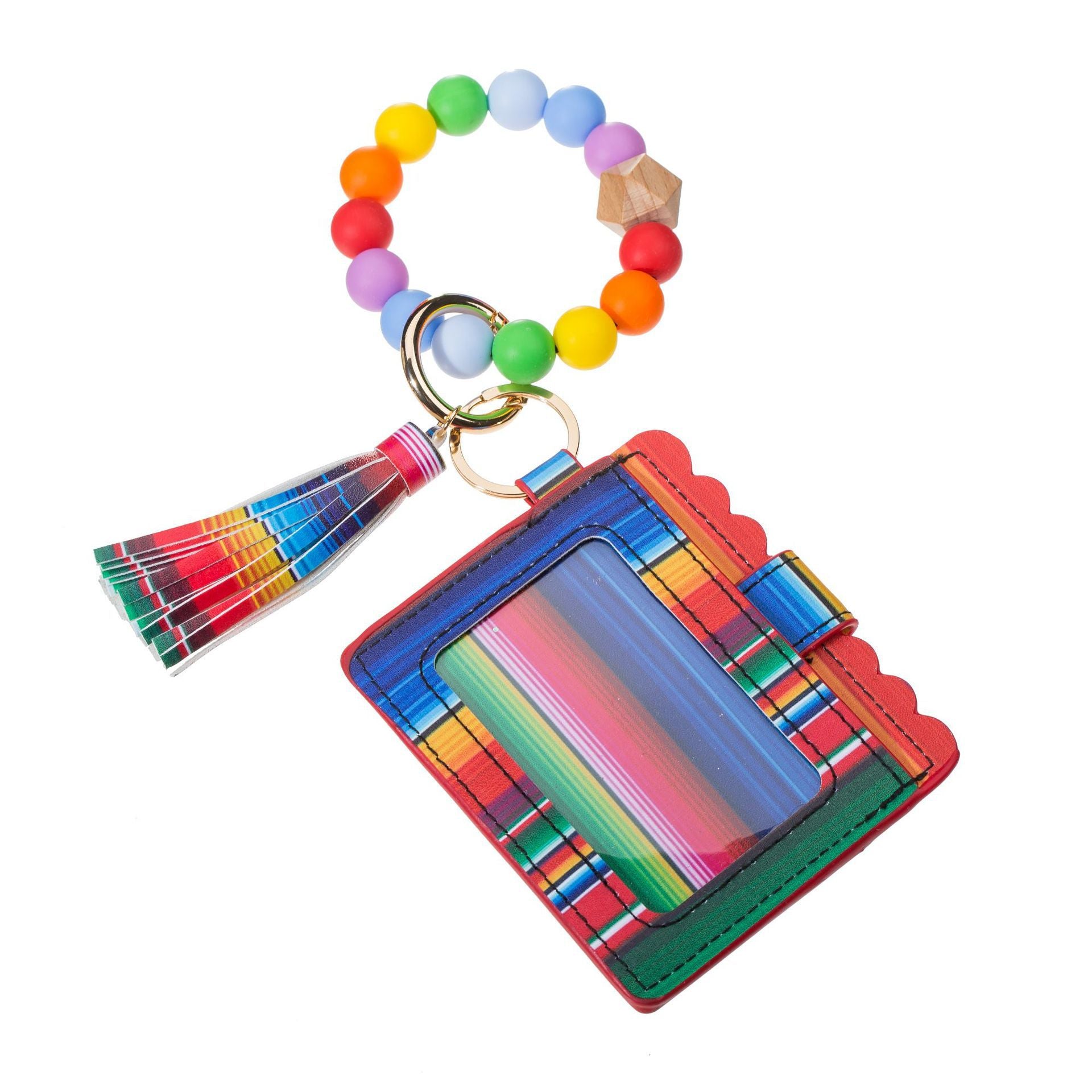 Wholesale Card Holder Colorful Silicone Beaded Wrist Keychain